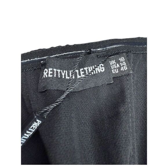 Pretty Little Thing Women’s 14 Black Diamanté Fringe Detail Corset Top NEW - Picture 6 of 7